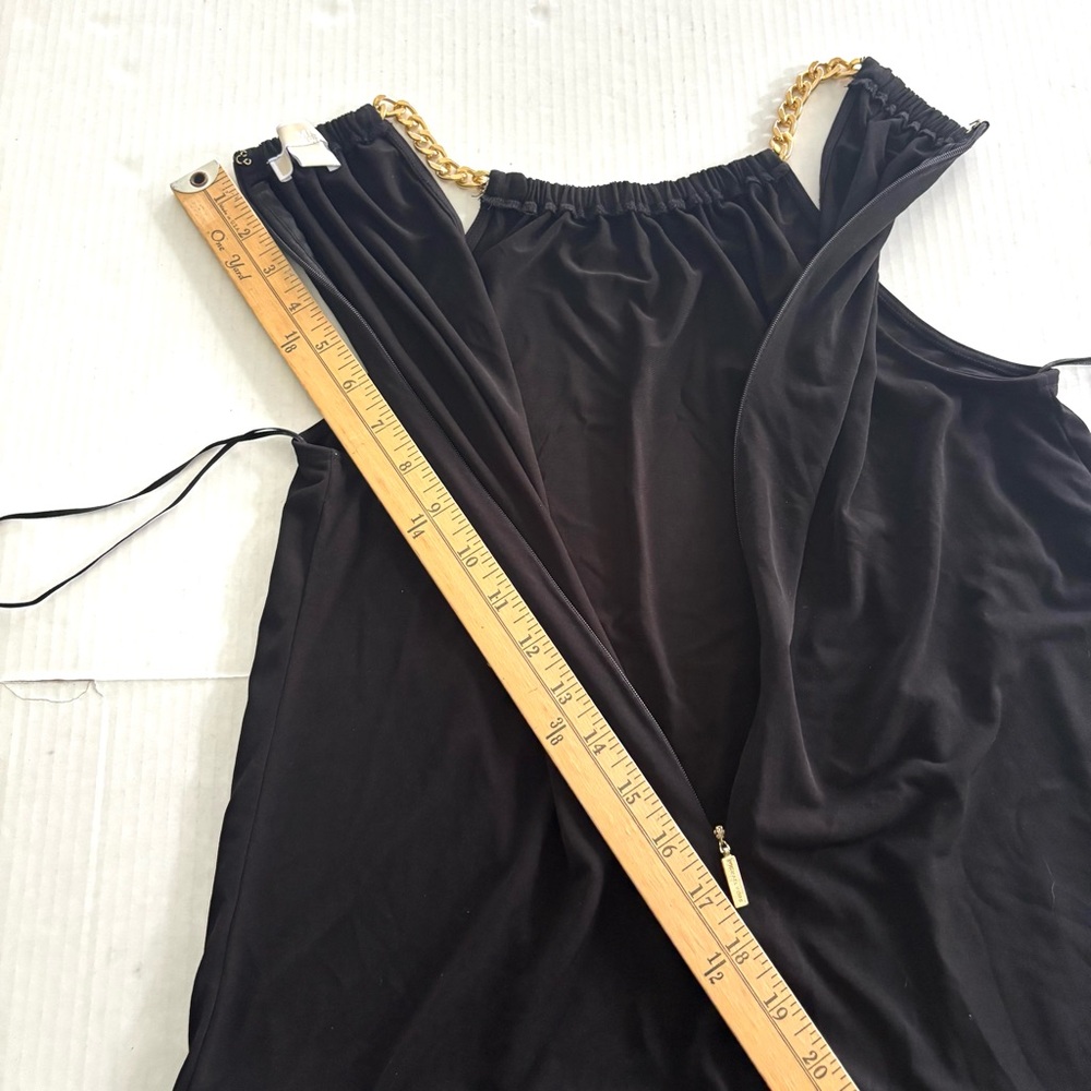 Michael Kors Little‎ Black Dress Chain Straps A-line Zipper Stretchy Women’s S - Picture 5 of 9